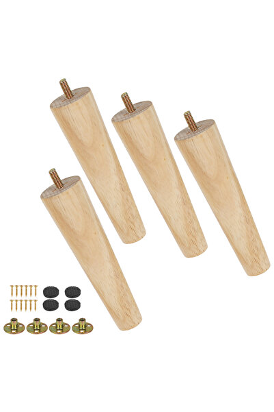 Choice طقم أرجل أثاث من الخشب الصلب، ارتفاع 15 سم، 4 قطع، أرجل أثاث مائلة/مست...