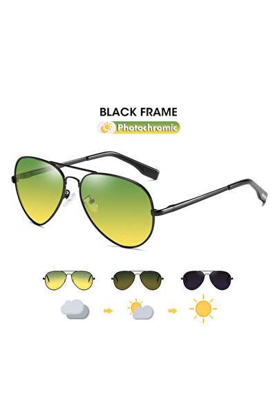 Choice Original Black frame Photochromic Sunglasses Men Polarized Aviation Da...