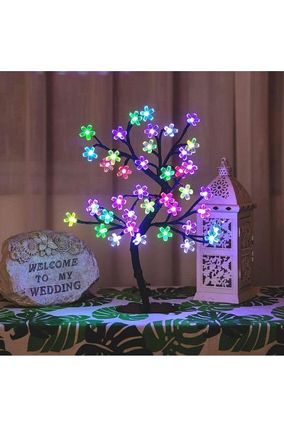 Choice 40L45CM Detachable base four color Cherry Blossom Tree Light,17inch 40LED Lighted Tabletop Artificia