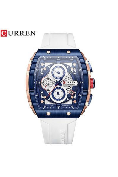Curren blue white CURREN Top Brand Men's Watches Luxury Square Quartz Wristwatch Waterproof Luminous Chron