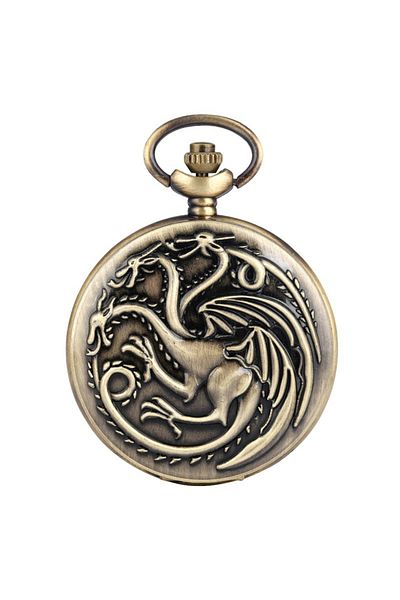 Choice bronze Three-headed Dragon Quartz pocket Watch Vintage Bronze Fire Monster necklace Vintage antique