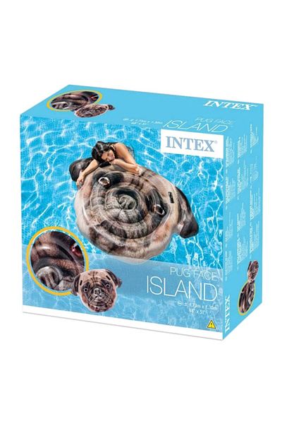 Intex Realistic Pug Dog Face Inflatable Pool Float with Handles 173 x 130 cm