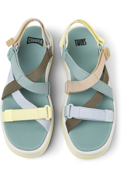 CAMPER Women's Multi-Color Hook And Loop Cross-Strap Summer Sandals Comfortable Platform Twins