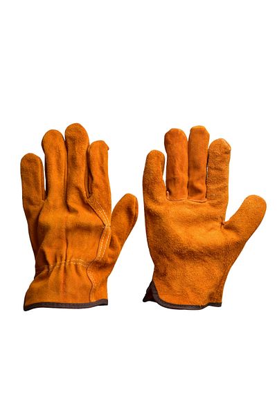 Choice Orange Men Work Gloves Soft Cowhide Driver Hunting Driving Farm Garden Welding Security Protection S