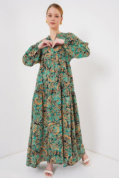Aymood 2423 Φόρεμα Hijab με αυθεντικό σχέδιο - Y. Water Green