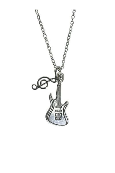 Herşey Nota Left Handed Switch and Electric Guitar Figured Necklace – Unisex – Music Accessory 60 cm Chain