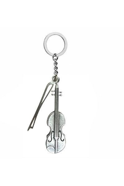 Herşey Nota Violin and Violin Bow Themed Metal Keychain – Unisex - Music Accessory