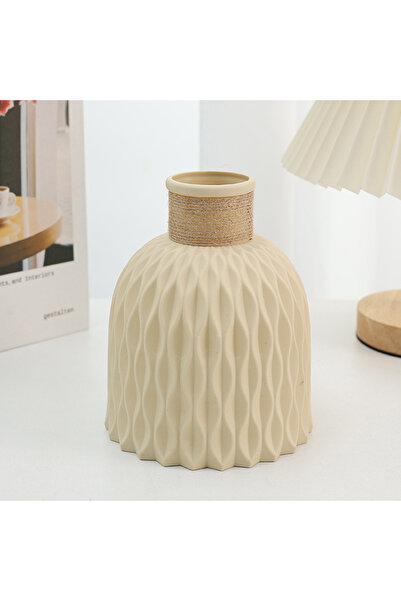 Choice قطعة واحدة من مزهرية بلاستيكية متموجة مائية باللون البيج، قطعة واحدة، ...