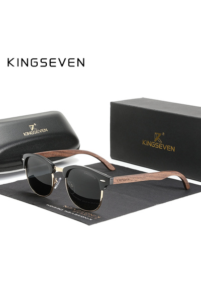 Choice Original Black KINGSEVEN New Walnut Wooden Sunglasses For Men Polarize...
