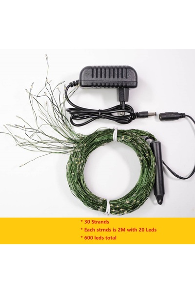 Choice أضواء بيضاء بمقبس أوروبي بطول مترين و30 سلسلة و600 مصباح LED و12 فولت ...