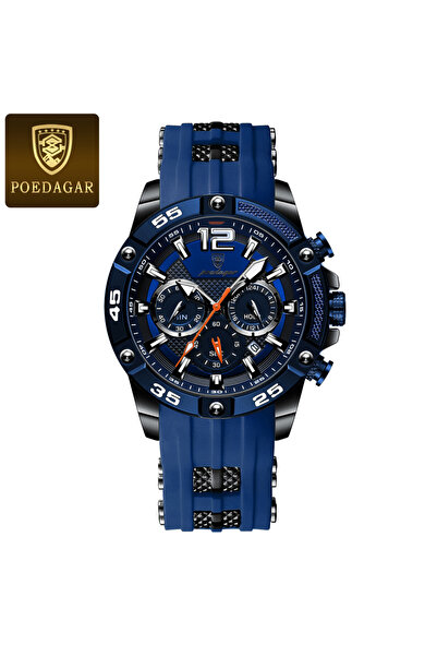 Choice ساعة رجالية فاخرة كاجوال باللونين الأسود والأزرق، مقاومة للماء، مزودة بوظيفة الكرونوغراف المضيء وتاريخ، ساعة يد رجالية عالية الجودة