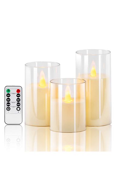 Choice white 3pcs/set LED Flameless Candles Flickering Light with Remote Control for Festival Wedding Home