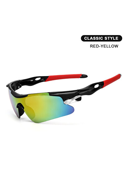 Choice نظارات شمسية رياضية للرجال من RIDERACE باللون الأحمر والأصفر، نظارات ح...