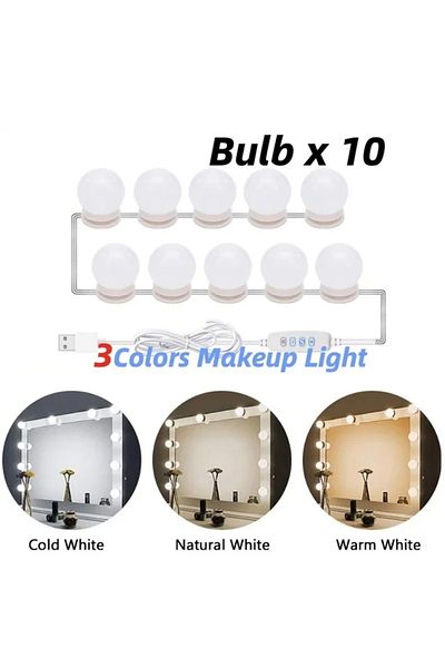 Choice 1PCS 3 Colors 10 Bulbs Makeup Mirror LED Light Bulbs Vanity Lights USB 12V Bathroom Dressing Table L