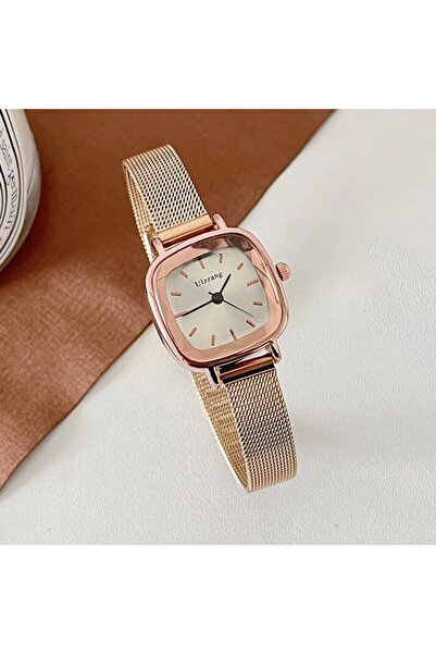 Choice ساعة روز فاشون نسائية بمينا صغير وسوار شبكي من الكوارتز