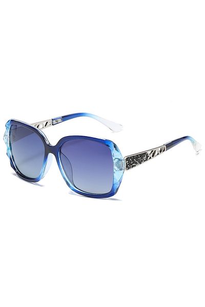 Choice Blue New Ladies' Sunglasses with High Sense and Diamond-encrusted Sunglasses Protect against Ultravi