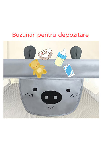 ROHS Balustradă pat glisant HappyKID XXL 180 cm Baby Bear, înălțime reglabilă 68-98 cm