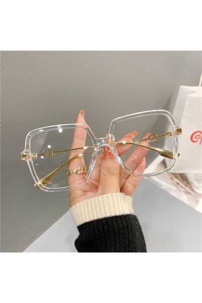 Choice Transparent Fashion Oversized Square Eyewear Retro Womens Light Blokin...