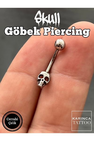 Karınca Piercing Skull Skull Rock Heavy Metal Gothic Navel Piercing