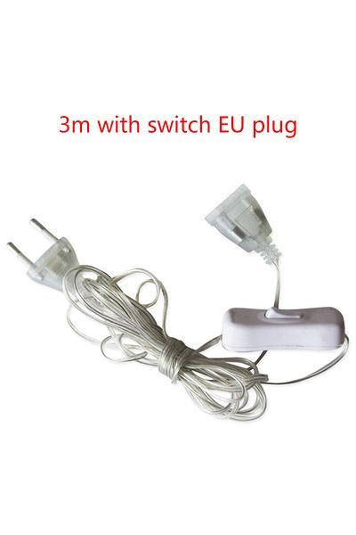Choice 3M with switch EU 3M 5M Power Extension Cord For EU / US Plug LED Holiday Light String Extension Sta