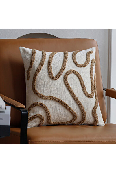 Choice غطاء وسادة مزخرف من قماش الشنيل بتصميم بوهو على طراز القهوة، مقاس 45×4...