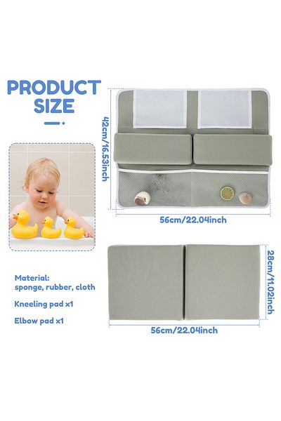 Choice Grey 1Set Baby Bath Kneeler Elbow Rest Pad Set Memory Foam Thick Kneeling Pad Anti-Slip Bath Tub Elb