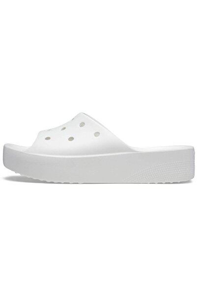 Crocs Papuci albi pentru femei Classic Platform Slide - 208180