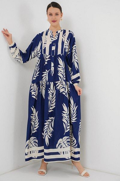 Aymood 2423 Φόρεμα Hijab με αυθεντικό σχέδιο - Navy Blue 3