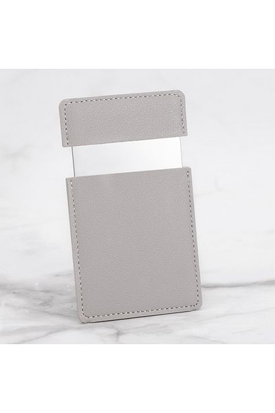 Choice GRAY Ultra-thin Cosmetic Mirror Stainless Steel Shatter-Proof Portable PU Leather Sleeve Pocket Card