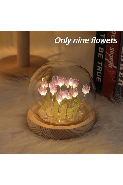 Choice 9 Pcs Flower purple LED DIY Handmade Mini Tulip Night Light Materials Cute Home Decor Birthday Gift