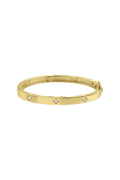 ohmygod jewelry Bracelet Fixed Sterling Silver Plated with Gold and White Stones - Dream