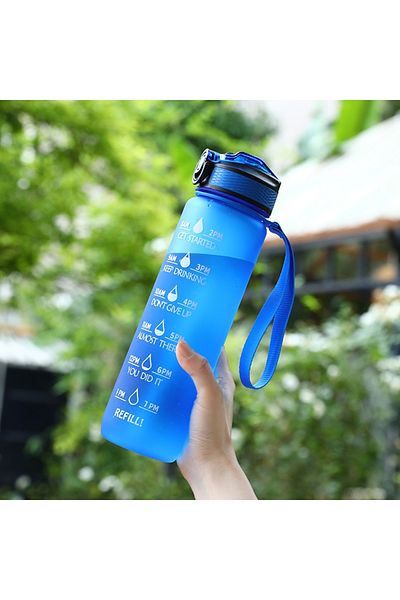 APWIKOGER Water Bottle 1000Ml Sports Water Bottle With Straw Time Marker Outdoor Camping Cup Student Drinking