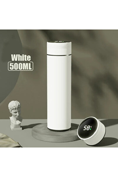 Choice كوب حراري أبيض 500 مل مع شاشة عرض درجة الحرارة وزجاجة حرارية مقسمة من ...
