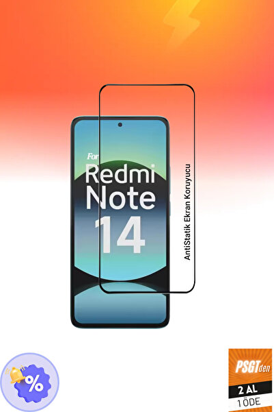 PSGT 2 Adet Xiaomi Redmi Note 14 Tam Kaplayan Anti Statik Temperli Kırılmaz C...