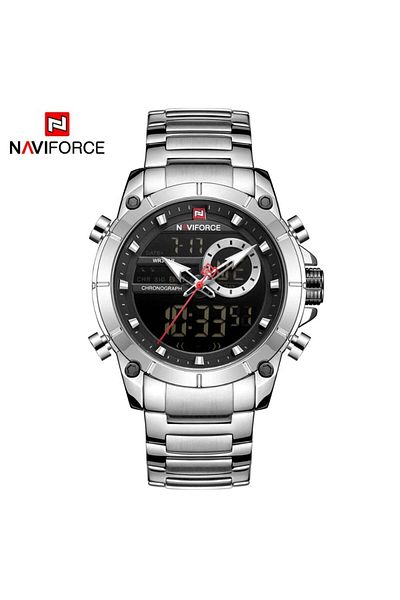 Naviforce SB NAVIFORCE 9163 Luxury Original Sport Wrist Watch For Men Quartz Steel Waterproof Dual Display Mil