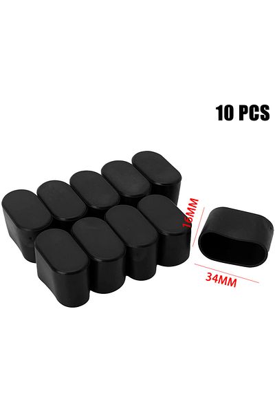 Choice Black 16x34mm 10pcs Rubber Chair Leg Cap Oval Covers Furniture Table Feet Floor Protectors Furniture