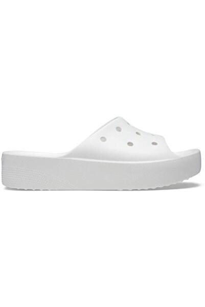 Crocs Papuci albi pentru femei Classic Platform Slide - 208180