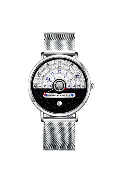 Choice ساعة رجالية فضية فريدة من نوعها للأعمال، ساعة يد كوارتز من الفولاذ الم...