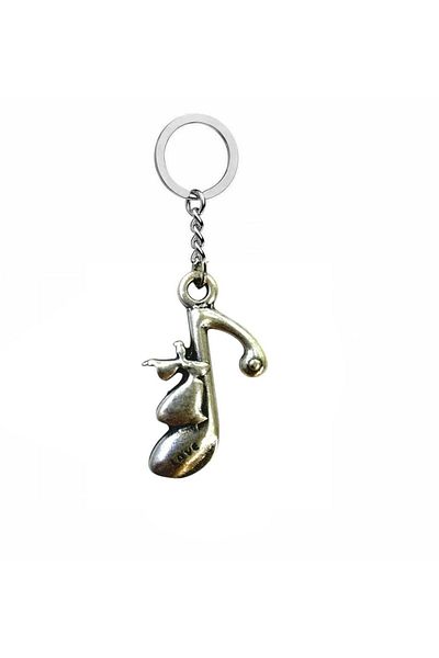 Herşey Nota Metal Music Note Keychain – Unisex Zamak Plated Accessory