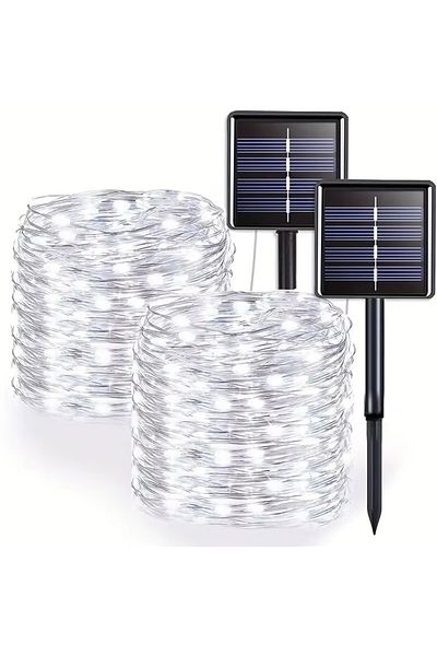 Choice 13M 100LED 2pack White Led Solar Fairy String Lights 8 Modes Christmas Led Light Outdoor Garden Pati
