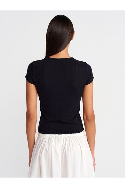 Dilvin 31834 Short Sleeve T-Shirt-Black