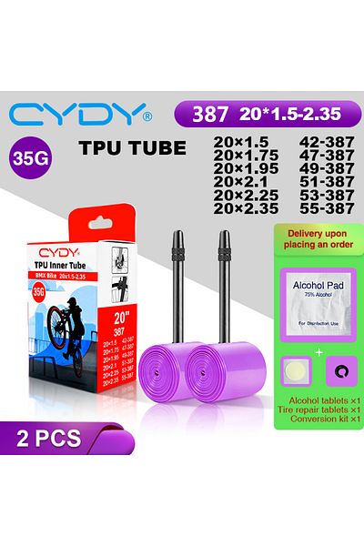 Choice 387 45mm CYDY 20x1.5-2.35 2PC 35g CYDY TPU Bike Inner Tube 20" 387 20x1.5 1.75 1.95 2.1 2.25 2.35 Va