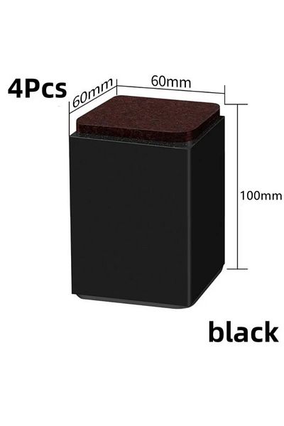 Choice Square-black-100mm 4Pcs Carbon Steel Heavy Furniture Heightening Foot Pad Bed Sofa Chair Table Feet