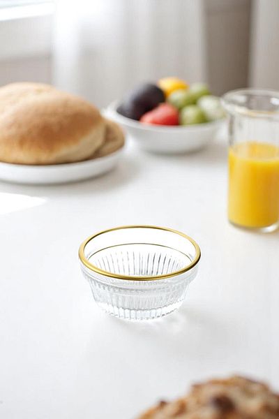 Wow Home 6 Pieces Round Gold Gilded Glass Sauce Bowl and Jam Bowl Set