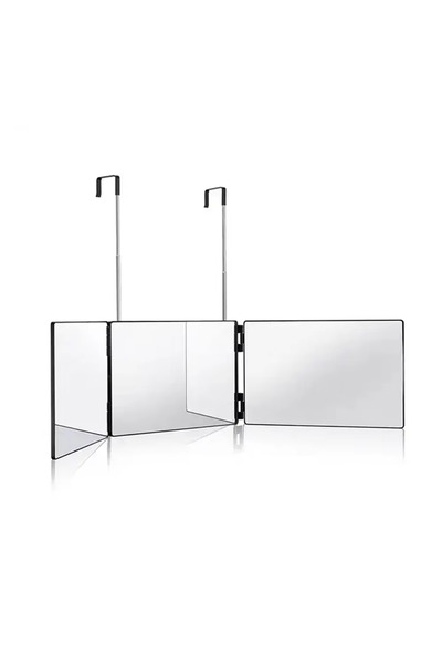 Choice مرآة مكياج سوداء ثلاثية الطي بزاوية 360 درجة مع خطاف تلسكوبي قابل لتعد...