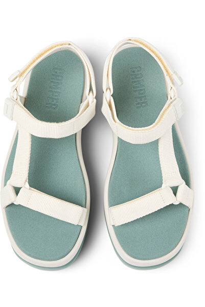 CAMPER Women's White High-Heeled Sandals With Hook And Loop Straps Soft Sole Pelotas Flota Up