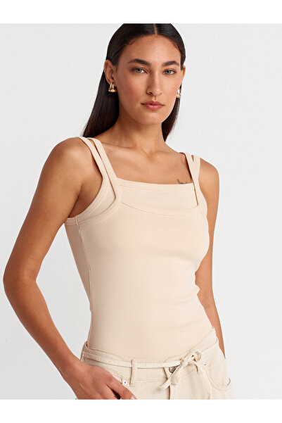 Dilvin 21105 Double Strap Tank-Top-Stone