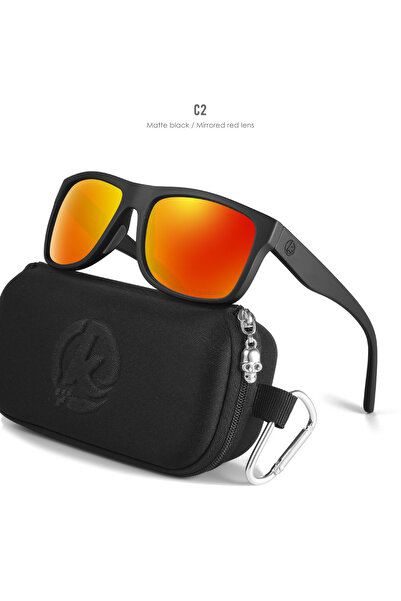 Choice1 C2 Mirrored red KDEAM Polarized Sunglasses Men Sports Tridimensional Brand Logo TR90 Square Sun Glas