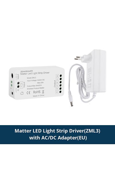 Choice ZML3 with EU Plug Matter Over WiFi LED Strip Light Controller RGBCW Smart Led Driver Works with Home