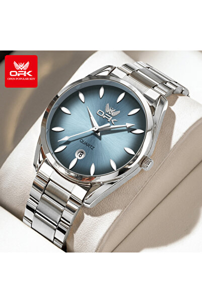 Choice ساعة يس مين الفضية الزرقاء OPK 6038 للرجال ساعة كوارتز أصلية مقاومة لل...